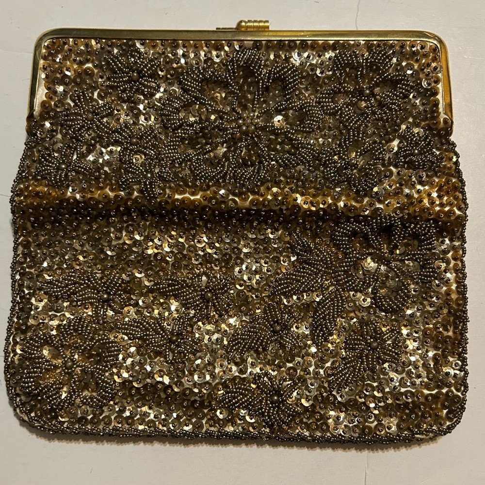 Vintage Gold Beaded/Sequins Clutch Evening Purse Handbag
Antique